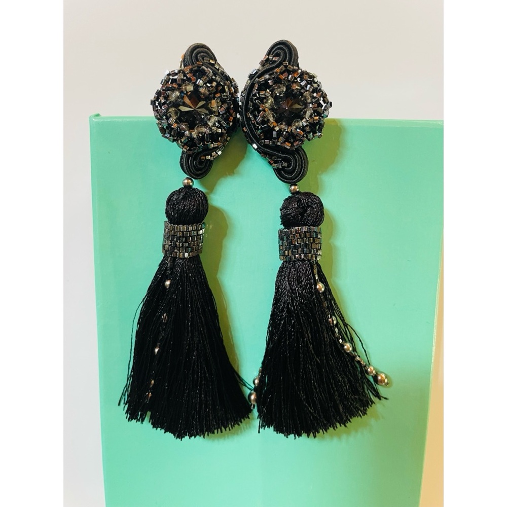 Soutache Elegant Black Tassel Earrings